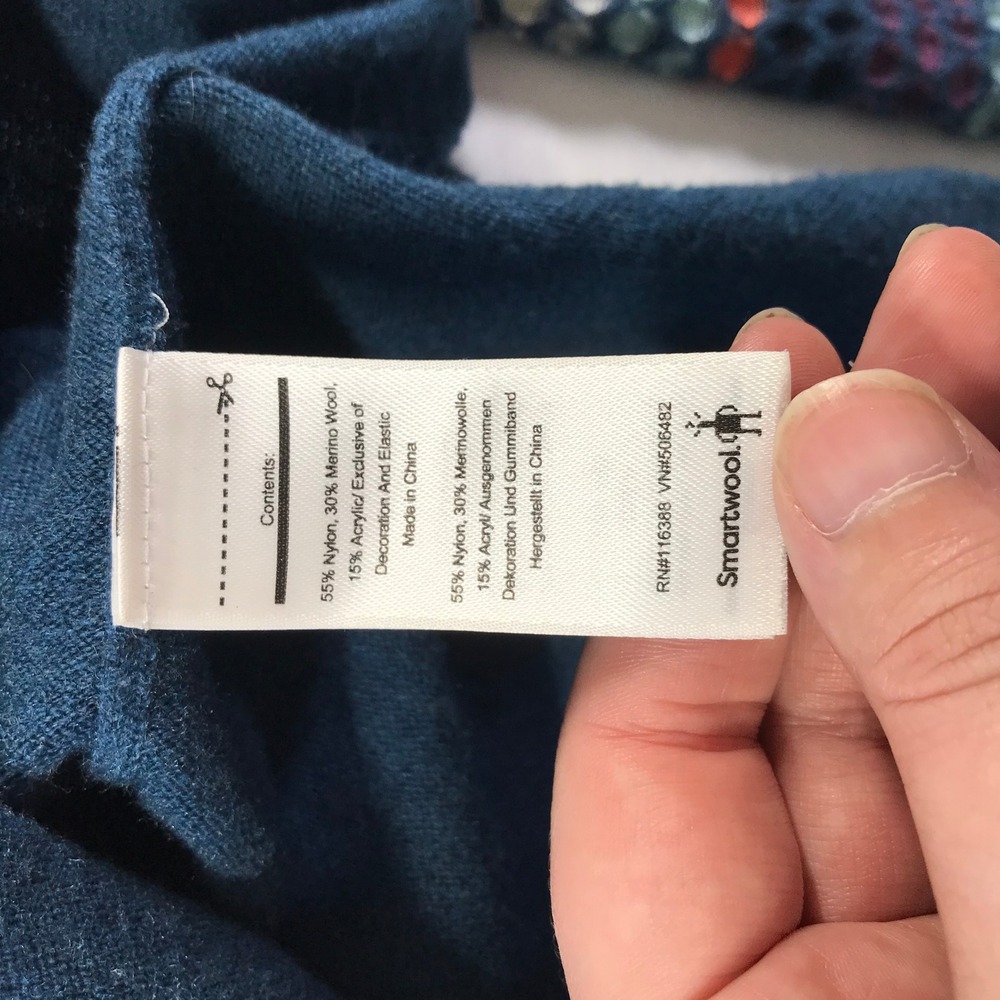 Smartwool Womens Merino Wool Blend Patterned Sleeve Sweater Teal Blue Small - Picture 5 of 6